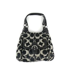 Coach Campbell Signature Black White Hobo Shoulder Bag NWT F24742